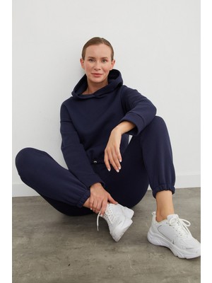 3 Iplik Basic Beli Stoperli Kapüşonlu Jogger Takım