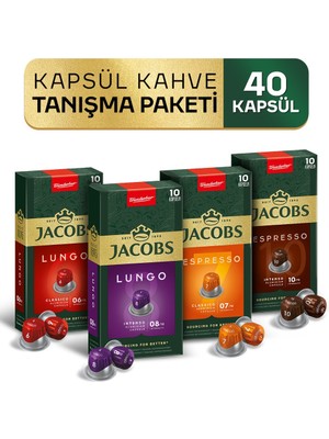 Jacobs 40 Adet Nespresso Uyumlu Kapsül Kahve Tanışma Seti Premium Tat Deneyimi Sunar