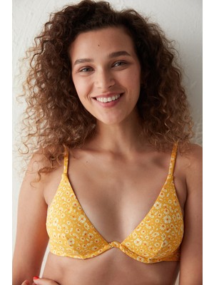 Çok Renkli Sunshine Papatya Desenli Balenli Bikini Üstü