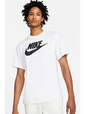 Nike Sportswear Futura Swoosh Logo Tee T Shirt Unisex Baskılı Tişört Beyaz