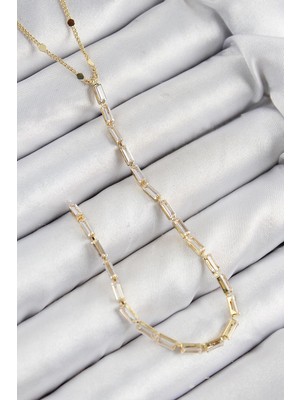 Pirinç Zirkon Taşlı Model Gold Renk Y Kolye  - PRT3500EB08329