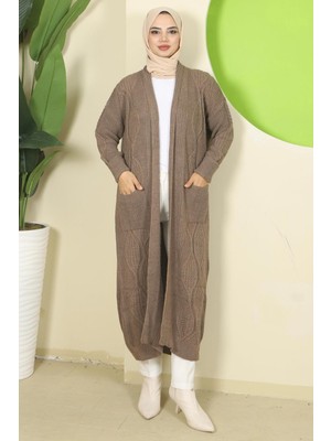 Şal Yaka Cepli Triko Hırka Vizon HM2534