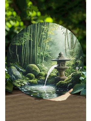 Japon Bahçesi ve Bambu Temalı Uv Baskı Mdf Duvar Süsü – 33X33 cm & 20X20 cm DT214