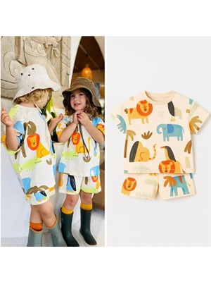 Laciel Paris Aslan Desenli Kısa Kollu Şortlu Alt Üst Takım