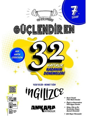 Ankara Yayıncılık  7.Sınıf Güçlendiren 32 Haftalık İngilizce Kazanım Denemeleri