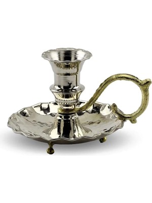 Bakır Şamdan Mumluk, Nikel Kaplama, Şinanay, Estetik ve Şık Tasarım