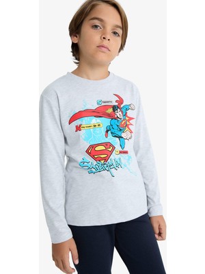 DeFacto Superman Bisiklet Yaka Uzun Kollu Tişört Erkek Çocuk F9268A825AU
