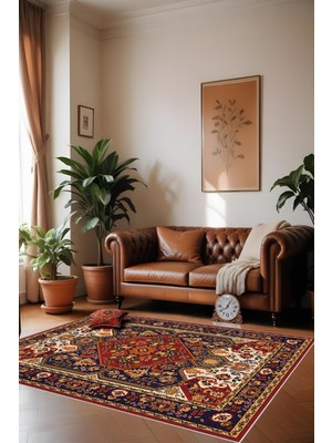 Dijital Baskı Klasik Desenli Çerçeveli Dekoratif Makinada Yıkanabilir Salon ve Yolluk Halısı