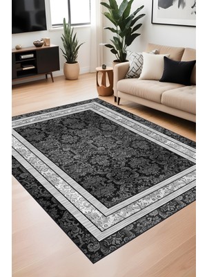 Dijital Baskı Klasik Desenli Çift Çerçeveli Dekoratif Makinada Yıkanabilir Salon ve Yolluk Halısı