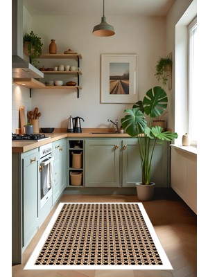 Dijital Baskı Hasır Görünümlü Yıkanabilir Beyaz Dikdörtgen Salon Halısı Mutfak Halısı Yolluk Halısı