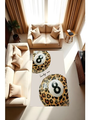 Dijital Baskı Leopar Bilardo Desen Kaymaz Taban Makinada Yıkanabilir Salon Halısı Genç Oda Halısı