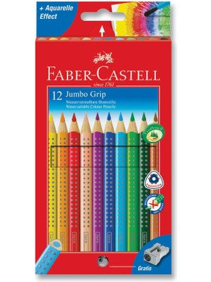 Faber-Castell Su Bazlı 12 Renk Jumbo Grip Boya Kalemi Ergonomik Tasarım ile Çocukların Yaratıcılığını Destekler