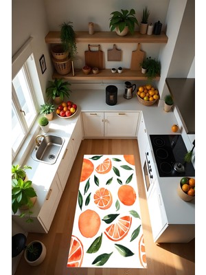 Dijital Baskı Modern Kaymaz Taban Leke Tutmaz Makinada Yıkanabilir Mutfak Halısı ve Balkon Halısı