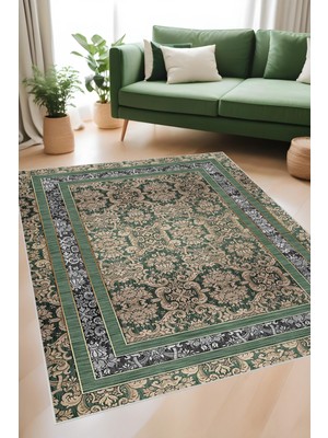 Dijital Baskı Klasik Desenli Çift Çerçeveli Dekoratif Makinada Yıkanabilir Salon ve Yolluk Halısı