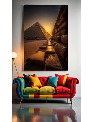 Özkacar Group Antik Mısır Piramit Taşları Ev Duvar Salon Güzellik Salonu Ofis Dükkan Dekarasyon Kanvas Tablo