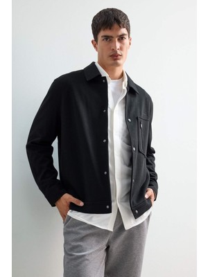 DeFacto Regular Fit Çıtçıtlı Nakış Detaylı Örme Gömlek Ceket E9272AX25AU