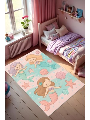 Dijital Baskı Çocuk Odası Halısı Makinede Yıkanabilir Anti Bakteriyel Leke Tutmaz Kaymaz Taban.