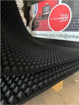 Ankases Ses Yalıtım Ses Yalıtım Akustik Piramit Sünger – Yanmaz, 40mm, 50x50cm, 50 DNS – Ses İzolasyon Süngeri