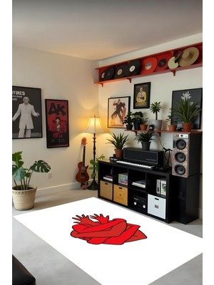 Dijital Baskı Modern Sanatsal Figürlü Kaymaz Taban Leke Tutmaz Makinada Yıkanabilir Salon Halısı