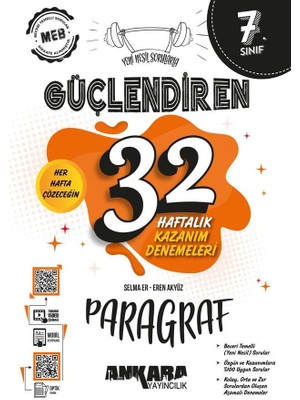 Ankara Yayıncılık Ankara 7. Sınıf Paragraf Güçlendiren 32 Haftalık Kazanım Denemele