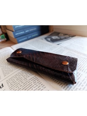 Crazy Gerçek Deri Tamamen El Emeği Özel Kalemleriniz Için Kalemlik Kalemkutu (15.5x6.5 ) 7M10