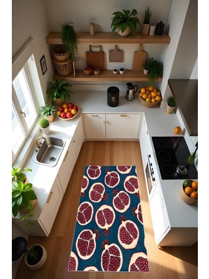 Dijital Baskı Modern Kaymaz Taban Leke Tutmaz Makinada Yıkanabilir Mutfak Halısı ve Balkon Halısı