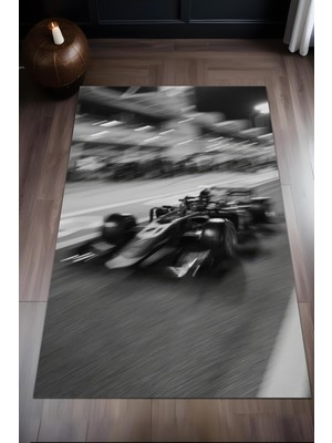 Dijital Baskı Araba Temalı Kaymaz Taban Leke Tutmaz Makinada Yıkanabilir Salon Halısı Genç Halısı