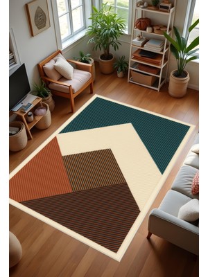 Makinede Yıkanabilir Geometrik Desen Kaymaz Taban Leke Tutmaz Mutfak Halısı Salon Halısı ve Yolluk