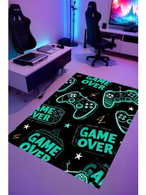 Gaming Halı Dijital Baskı Oyun Odası Halısı Kaymaz Taban Yıkanabilir Gamer Modern Tasarım