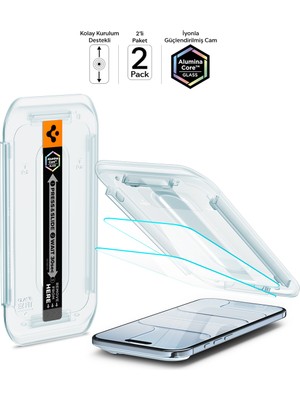 Spigen Apple iPhone Air ile Uyumlu Cam Ekran Koruyucu AluminaCore™ iyonlaştırılmış Güçlendirilmiş Cam Teknolojisi Kolay Kurulum GLAS.tR EZ Fit Slim HD (2 Adet) - AGL09861
