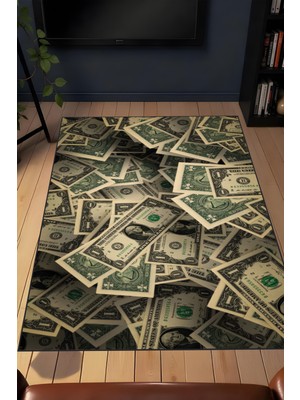 Makinede Yıkanabilir Dijital Baskı Dolar Desenli Gamer Halısı Kaymaz Taban Çocuk Halısı ve Yolluk