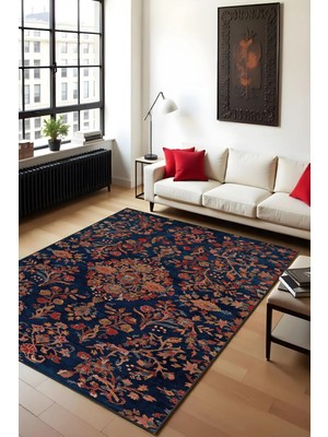 Makinede Yıkanabilir Klasik Desen Kaymaz Taban Leke Tutmaz Salon Halısı Mutfak Halısı ve Yolluk