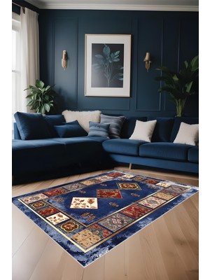 Dijital Baskı Klasik Desenli Kilim Görünümlü Dekoratif Makinada Yıkanabilir Salon ve Yolluk Halısı