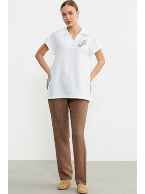 Sementa Polo Yaka Keten Görüntülü Takım - Kahve