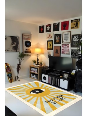 Makinede Yıkanabilir Bohem Desen Kaymaz Taban Leke Tutmaz Salon Halısı Çocuk Halısı ve Kesme Yolluk