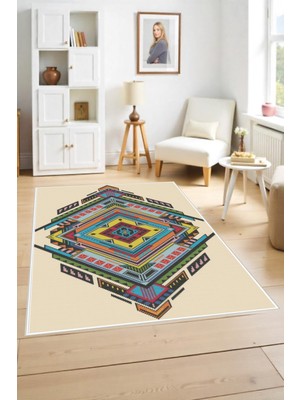 Makinede Yıkanabilir Kaymaz Taban Leke Tutmaz Bohem Desen Mutfak Halısı Salon Halısı ve Yolluk