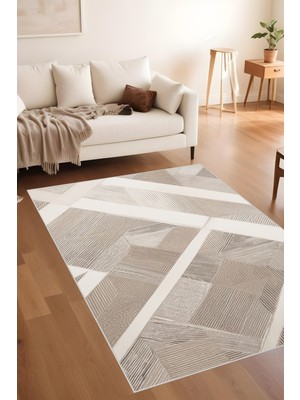 Bohem Bej Halı - Dijital Yıkanabilir Kaymaz Taban Leke Tutmaz Salon Halısı Mutfak Halısı ve Yolluk