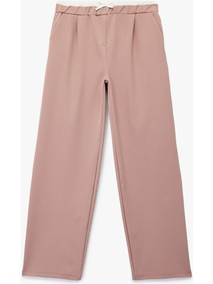 Beli Lastikli Yüksek Bel Basic Geniş Paça Pantolon