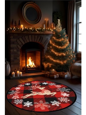 Yılbaşı Temalı Yeni Yıl Halısı Noel Halısı Christmas Parti Halısı Dijital Baskı Makinada Yıkanabilir