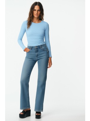 Kayık Yaka Yanları Büzgülü Ribana Bluz