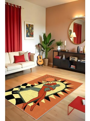 Makinede Yıkanabilir Bohem Desen Kaymaz Taban Leke Tutmaz Salon Halısı Çocuk Halısı ve Kesme Yolluk