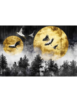 Aden Dekoratif Kuşlar ve Doğa Kanvas Tablo