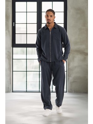 Baggy Kalıp Cupra Kumaş Jogger Erkek Eşofman Takımı - Füme