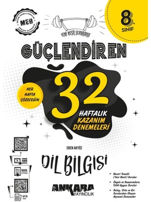 Ankara Yayıncılık  8. Sınıf Güçlendiren 32 Haftalık Dil Bilgisi Kazanım Denemeleri