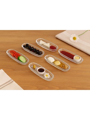 6 Lı Cam Mini Kayık Tabak Kase Kahvaltılık 14*6cm