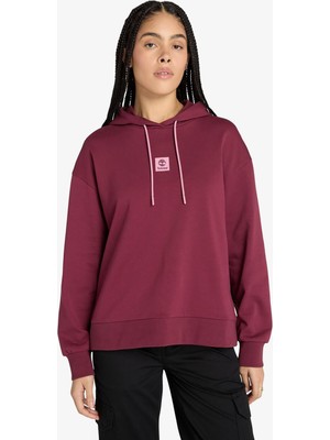 Timberland Stack Logo Loop Back Kadın Bordo Sweatshirt.-
