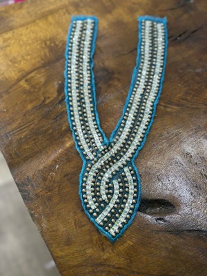 Boncuk Taş Işleme Mavı Yaka Dikiş Aksesuarı 38 cm