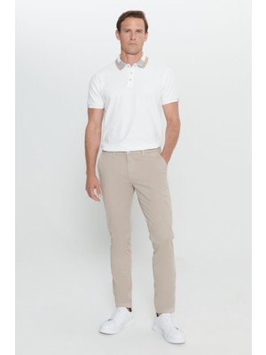 Slim Fit Dar Kesim Pamuklu Esnek Chino Pantolon