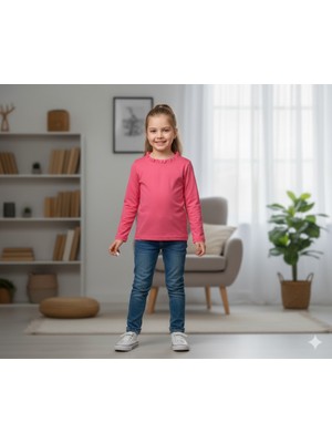 Fırfır Yaka Kız Çocuk Bluz/ Badi