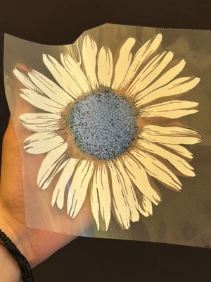 Gönülden Tasarım Ütü İle Yapışan Papatya Çiçek Transfer Baskı Arma 16x15 cm Renkli ve Şık